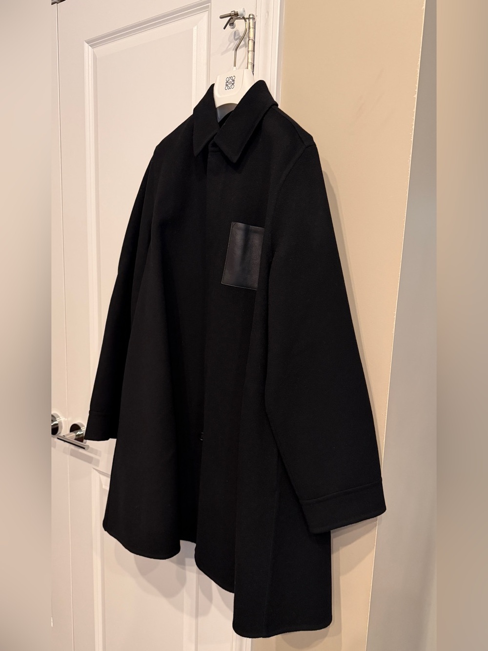 BNWT Trapeze Black Womens 90%Wool 10%Cashmere Coat - Classic Collar 38 Authentic